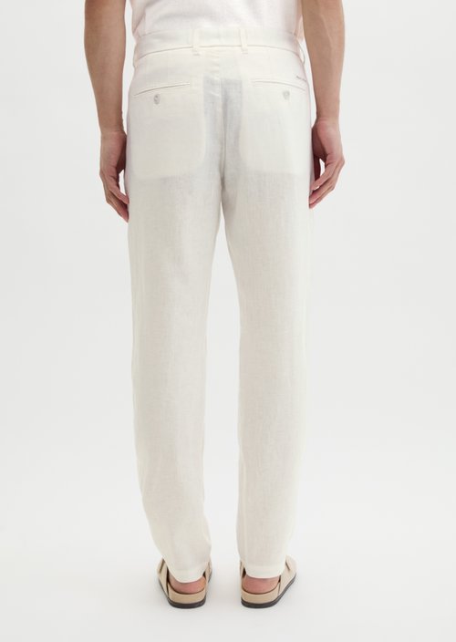 Linen pants model Osby jogger pleats — Silky White