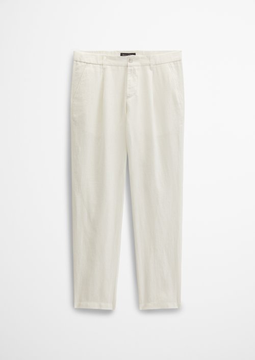 Linen pants model Osby jogger pleats — Silky White