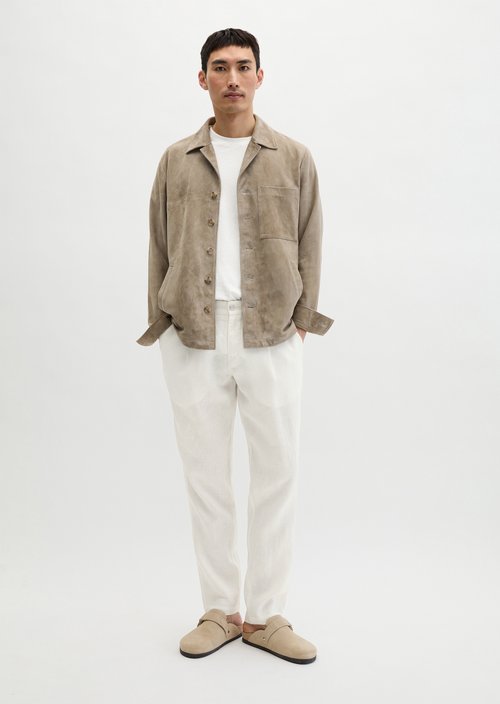 Linen pants model Osby jogger pleats — Silky White