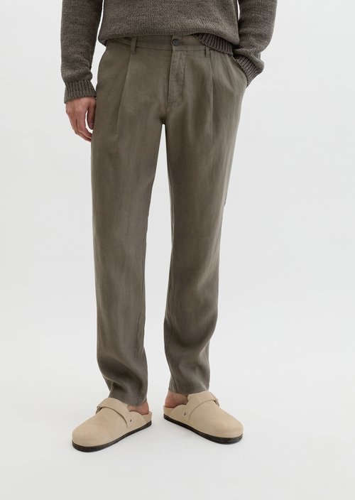 Linen pants model Osby jogger pleats — Dark Nickle