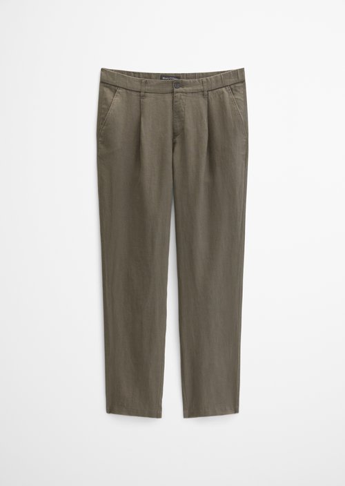 Linen pants model Osby jogger pleats — Dark Nickle