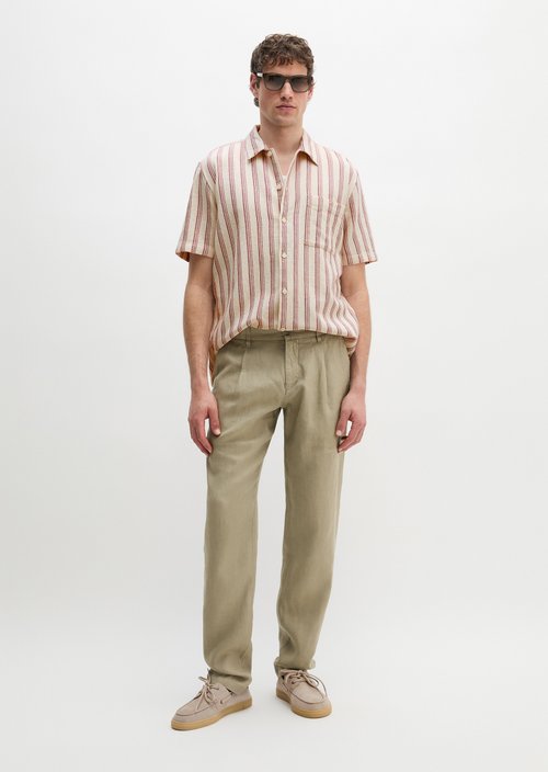 Linen pants model Osby jogger pleats — Charleston Gray