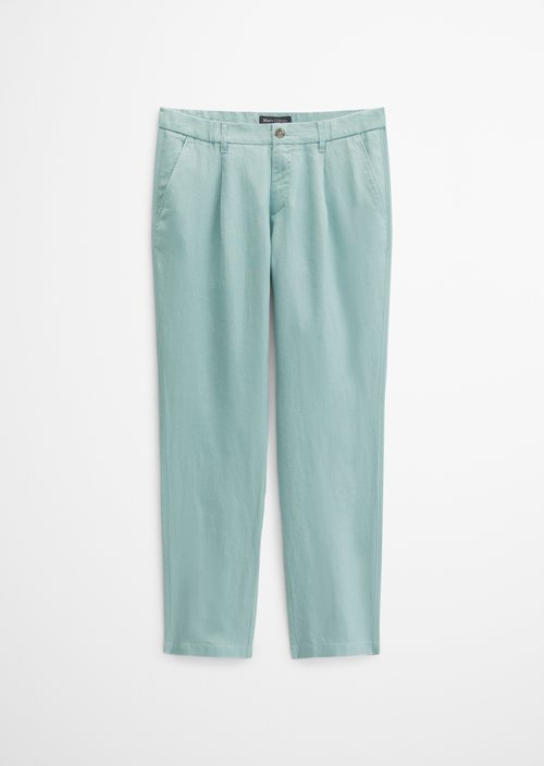 Linen pants model Osby jogger pleats — Midnight Moss