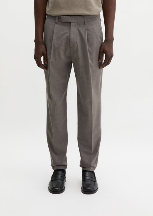 Pants model Belsbo pleats relaxed — Medium Beige Melange
