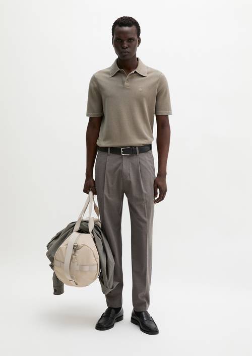 Hose Model Belsbo pleats relaxed Medium Beige Melange in Frontalansicht