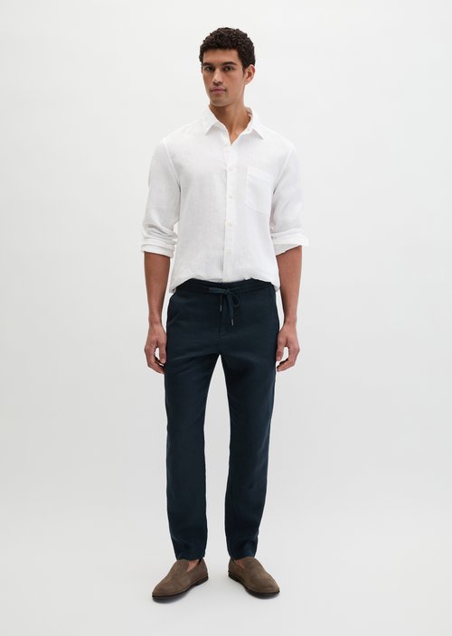 Linen trousers model Morot Jogger — Dark Navy