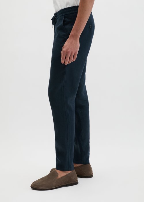 Linen trousers model Morot Jogger — Dark Navy