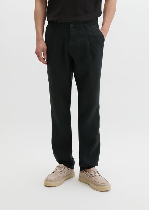 Linen pants model Osby jogger pleats — Black