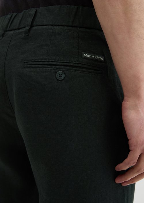 Linen pants model Osby jogger pleats — Black