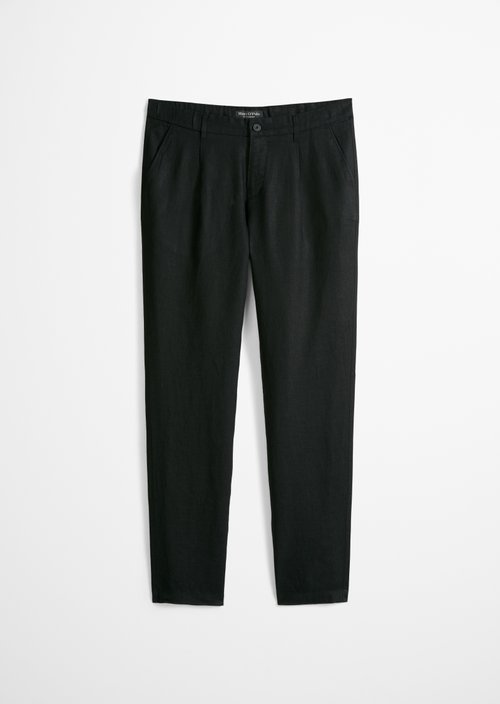 Linen pants model Osby jogger pleats — Black