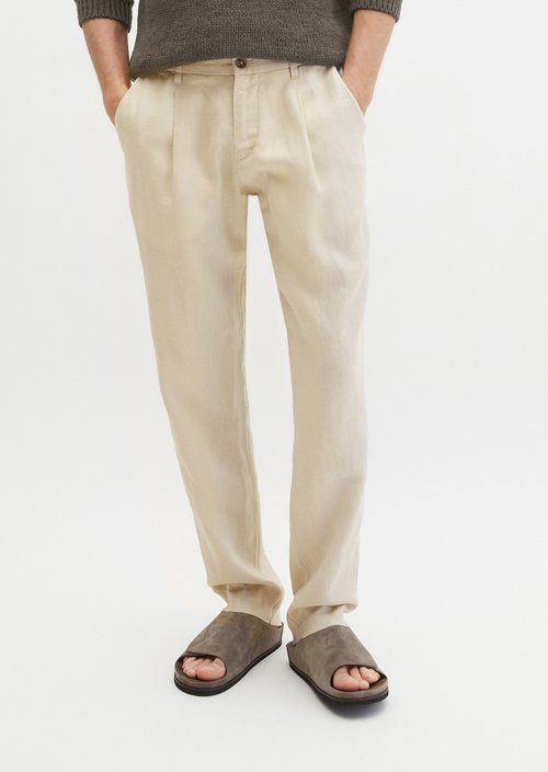 Linen pants model Osby jogger pleats — Grey Silk