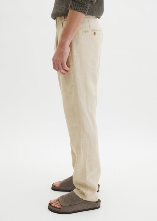 Linen pants model Osby jogger pleats — Grey Silk