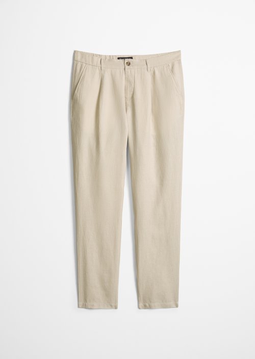 Linen pants model Osby jogger pleats — Grey Silk