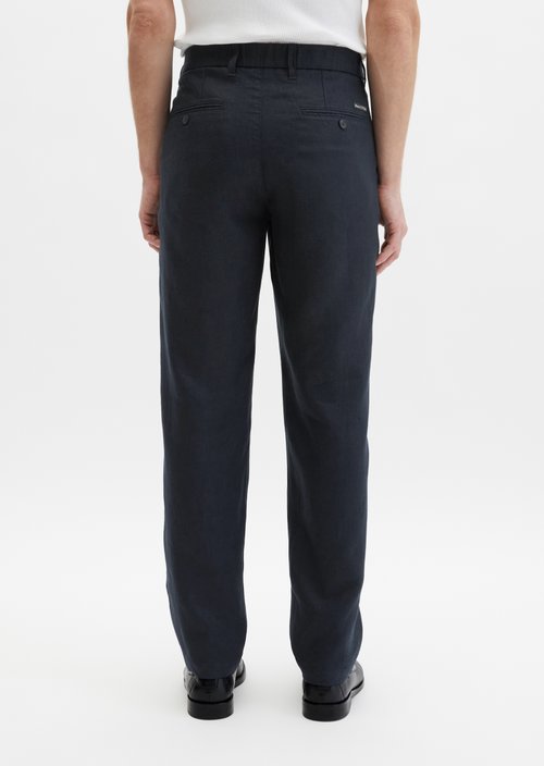 Linen pants model Osby jogger pleats — Dark Navy