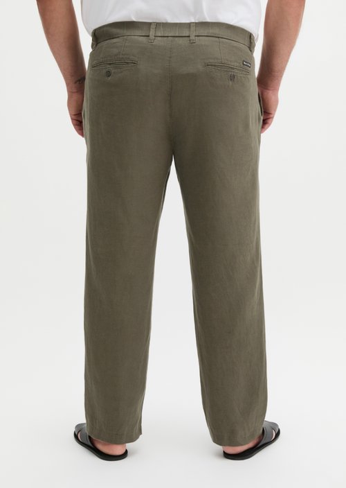 Linen pants model Osby jogger pleats — Dark Nickle