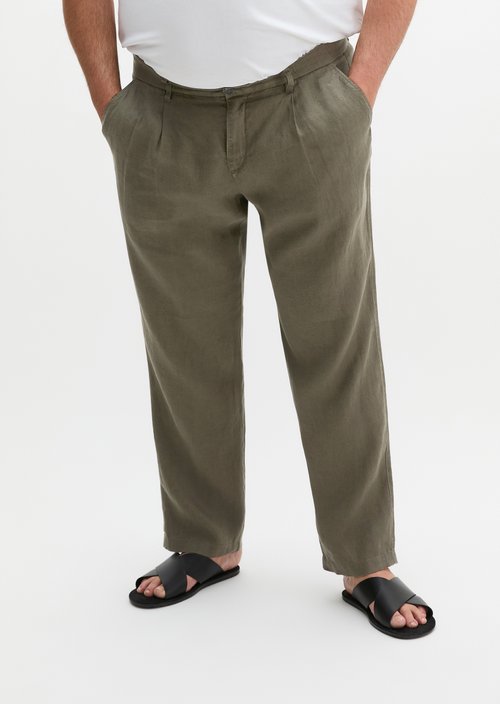 Linen pants model Osby jogger pleats — Dark Nickle