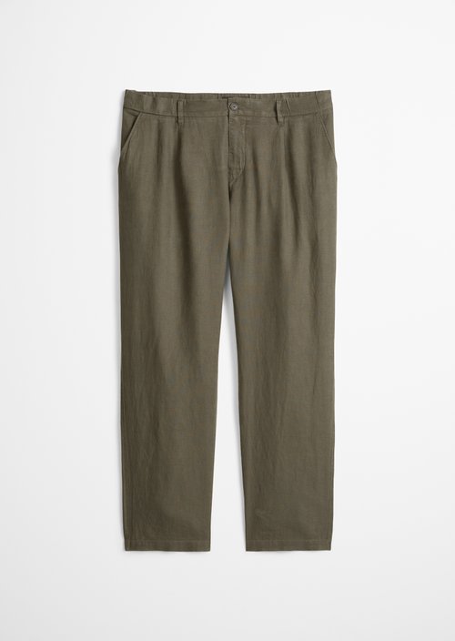 Linen pants model Osby jogger pleats — Dark Nickle