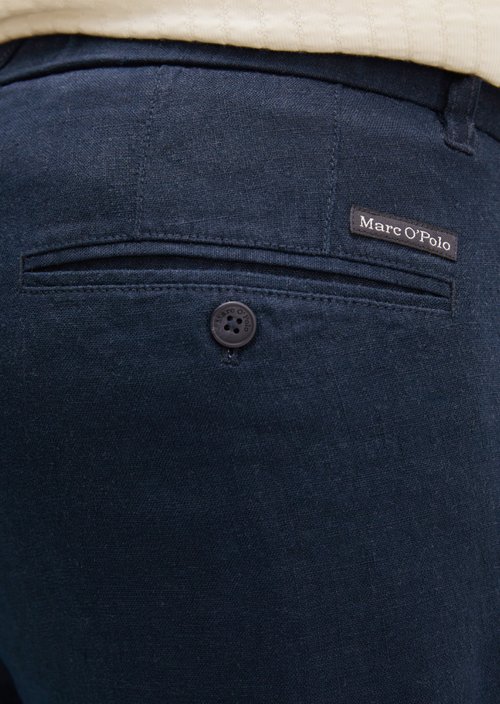 Linen pants model Osby jogger pleats — Dark Navy