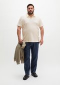 Linen pants model Osby jogger pleats with elastic waistband - blue