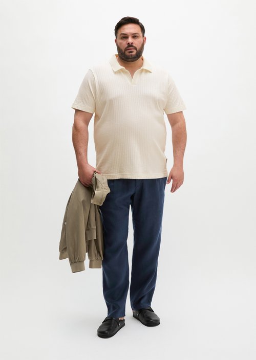 Linen pants model Osby jogger pleats — Dark Navy