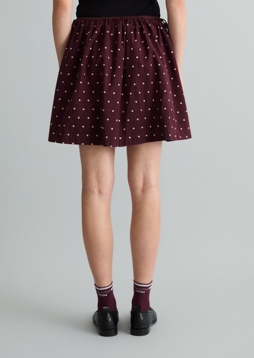 Short A-Line Seersucker Skirt — Dark Red