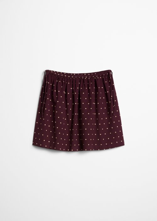 Short A-Line Seersucker Skirt — Dark Red