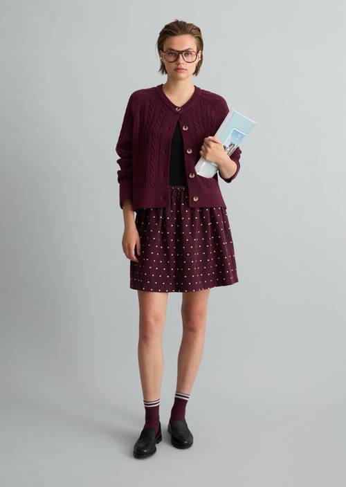 Short A-Line Seersucker Skirt Dark Red in front view