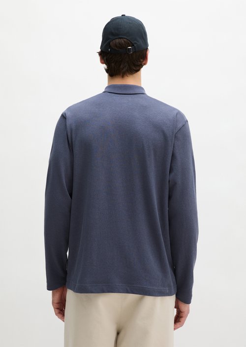 Regular long-sleeved polo shirt — Faded Blue
