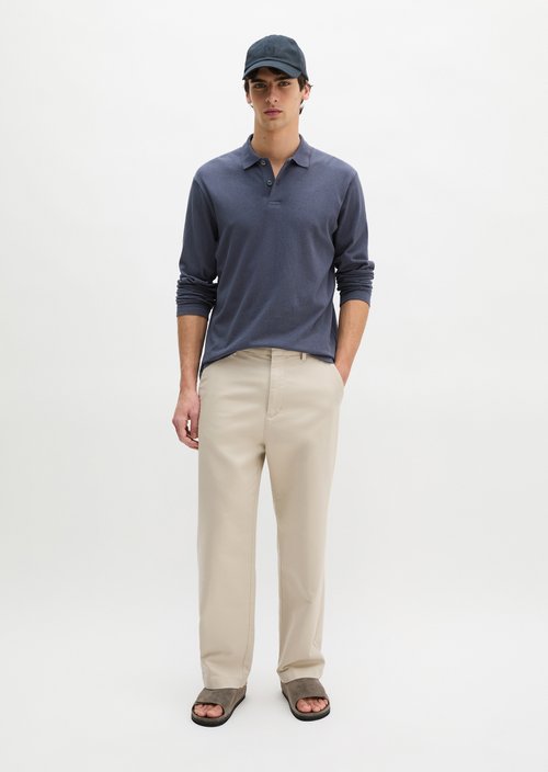 Regular long-sleeved polo shirt — Faded Blue