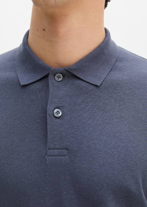 Langarm-Poloshirt regular Faded Blue in Detailansicht