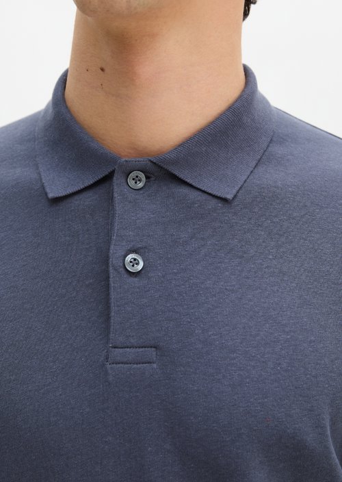 Regular long-sleeved polo shirt — Faded Blue