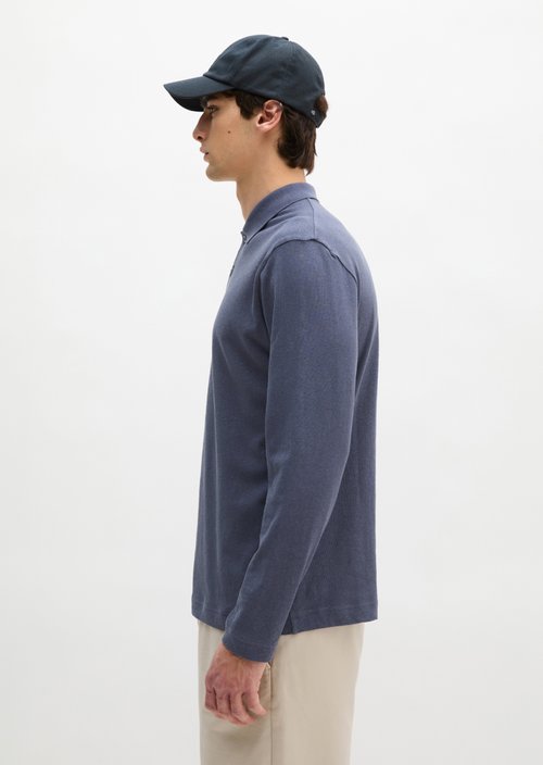 Regular long-sleeved polo shirt — Faded Blue