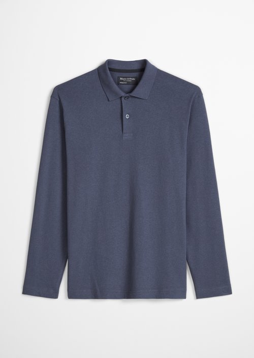 Regular long-sleeved polo shirt — Faded Blue