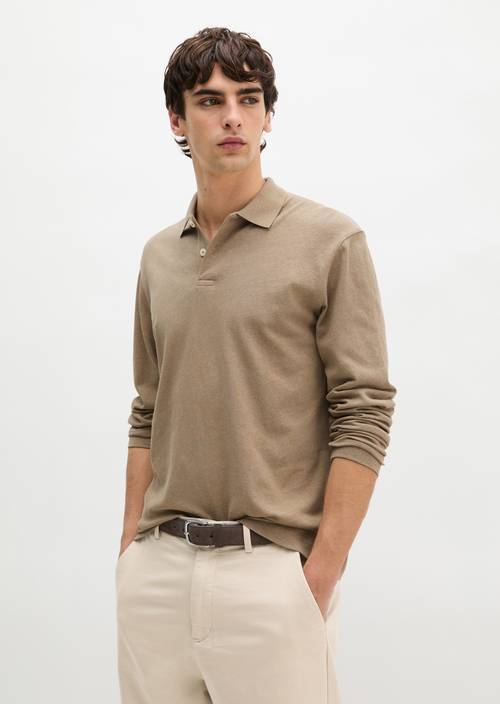 Langarm-Poloshirt regular Charleston Gray in Frontalansicht