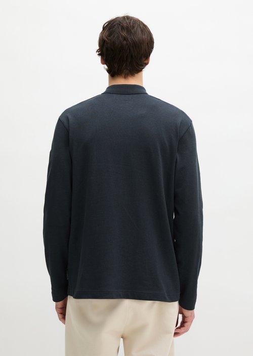 Regular long-sleeved polo shirt — Dark Navy