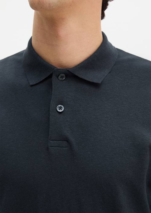 Langarm-Poloshirt regular Dark Navy in Detailansicht