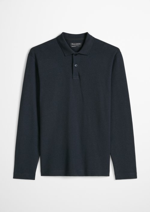 Regular long-sleeved polo shirt — Dark Navy