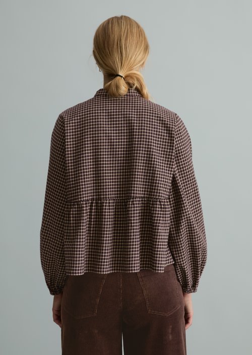 Relaxed-Fit Flannel Blouse — Black