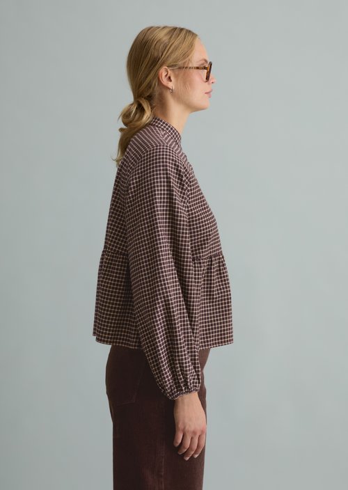 Relaxed-Fit Flannel Blouse — Black
