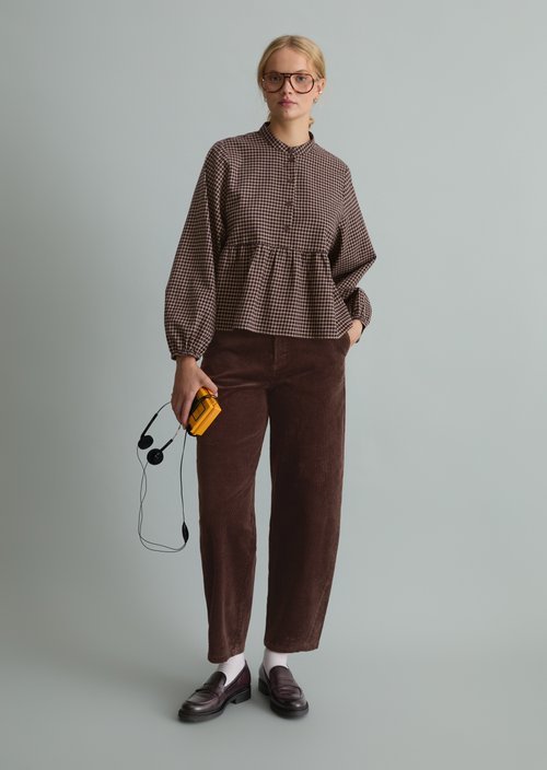 Relaxed-Fit Flannel Blouse — Black