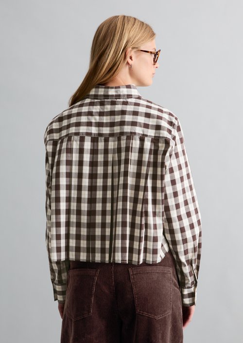 Cropped Checkered Blouse — Offwhite