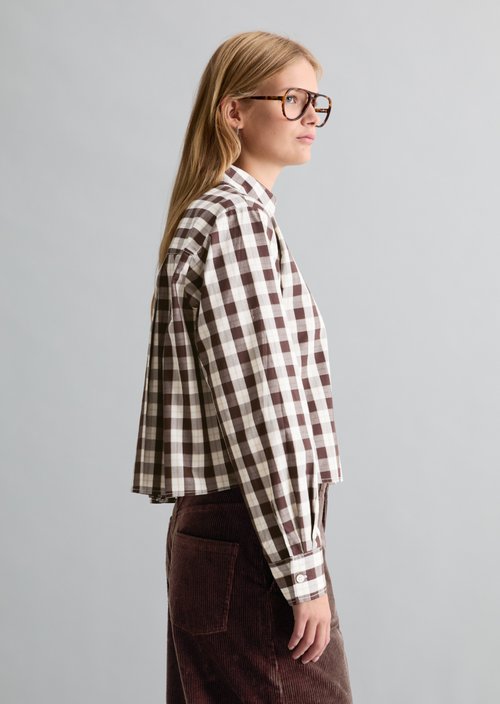 Cropped Checkered Blouse — Offwhite