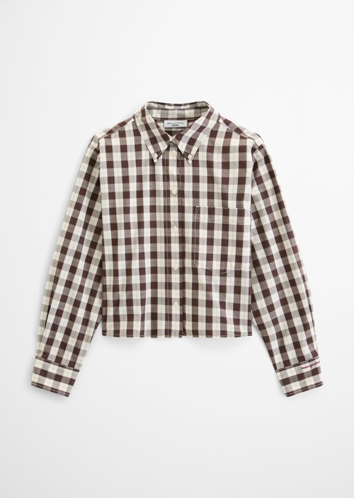 Cropped Checkered Blouse — Offwhite