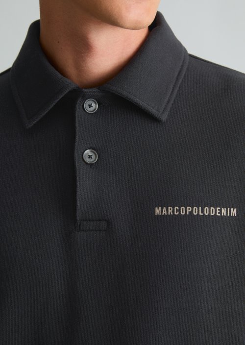 Relaxed-Fit Polo Sweatshirt — Black