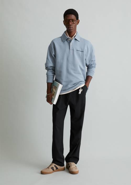 Relaxed-Fit Polo Sweatshirt Bashed Nickle in front view