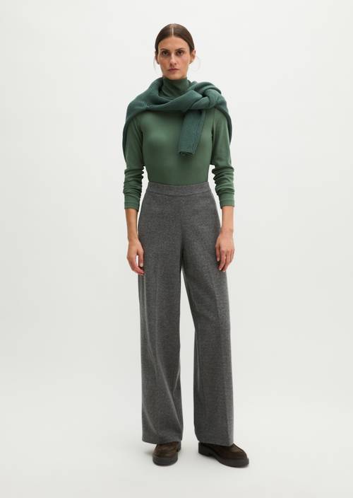 Relaxed-Fit Tweed Jersey Pants Dark Grey in front view
