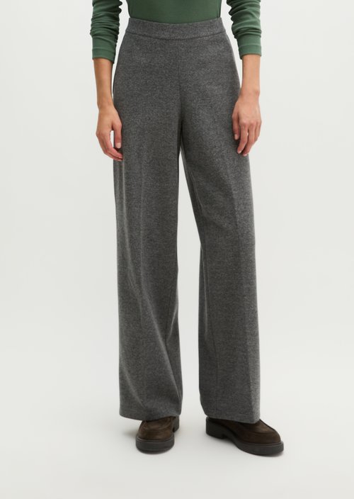 Relaxed-Fit Tweed Jersey Pants — Dark Grey