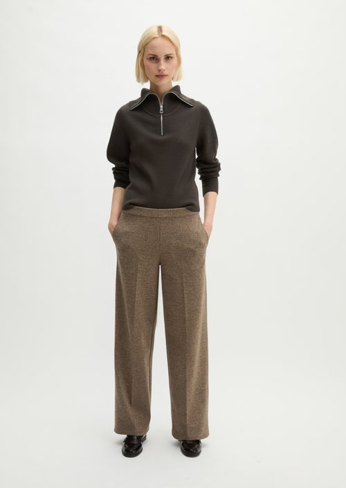 Relaxed-Fit Tweed Jersey Pants — Dark Brown