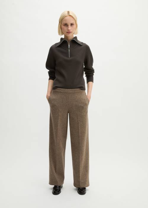 Tweed-Jerseyhose relaxed Dark Brown in Frontalansicht