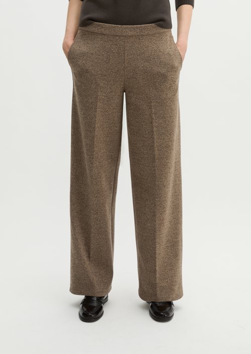 Relaxed-Fit Tweed Jersey Pants — Dark Brown